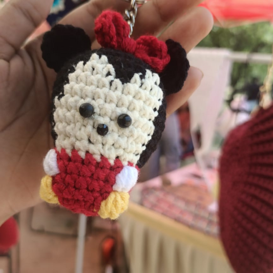 Handmade Crocheted Minnie Mouse Keychain