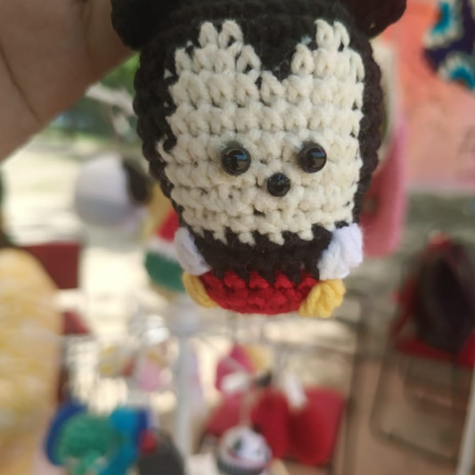 Handmade Crocheted Mickey Mouse Keychain