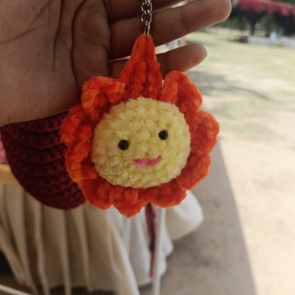 Handmade Crocheted Sun keyring