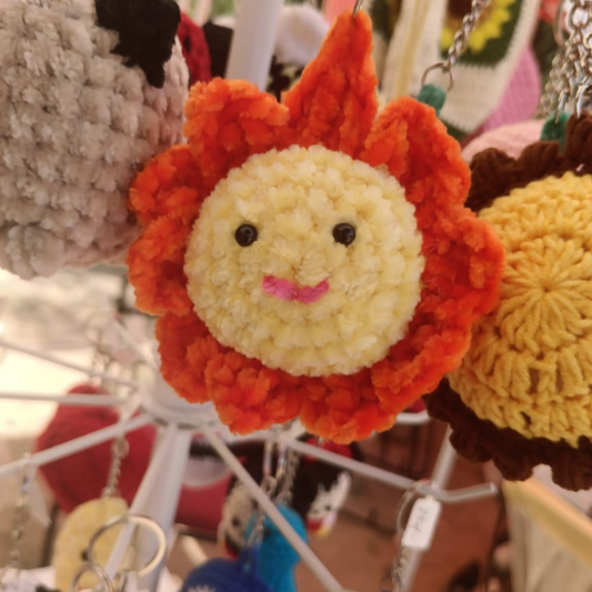 Handmade Crocheted Sun keyring