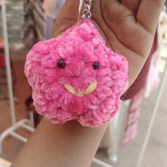 Plush Crochet Star Keychain