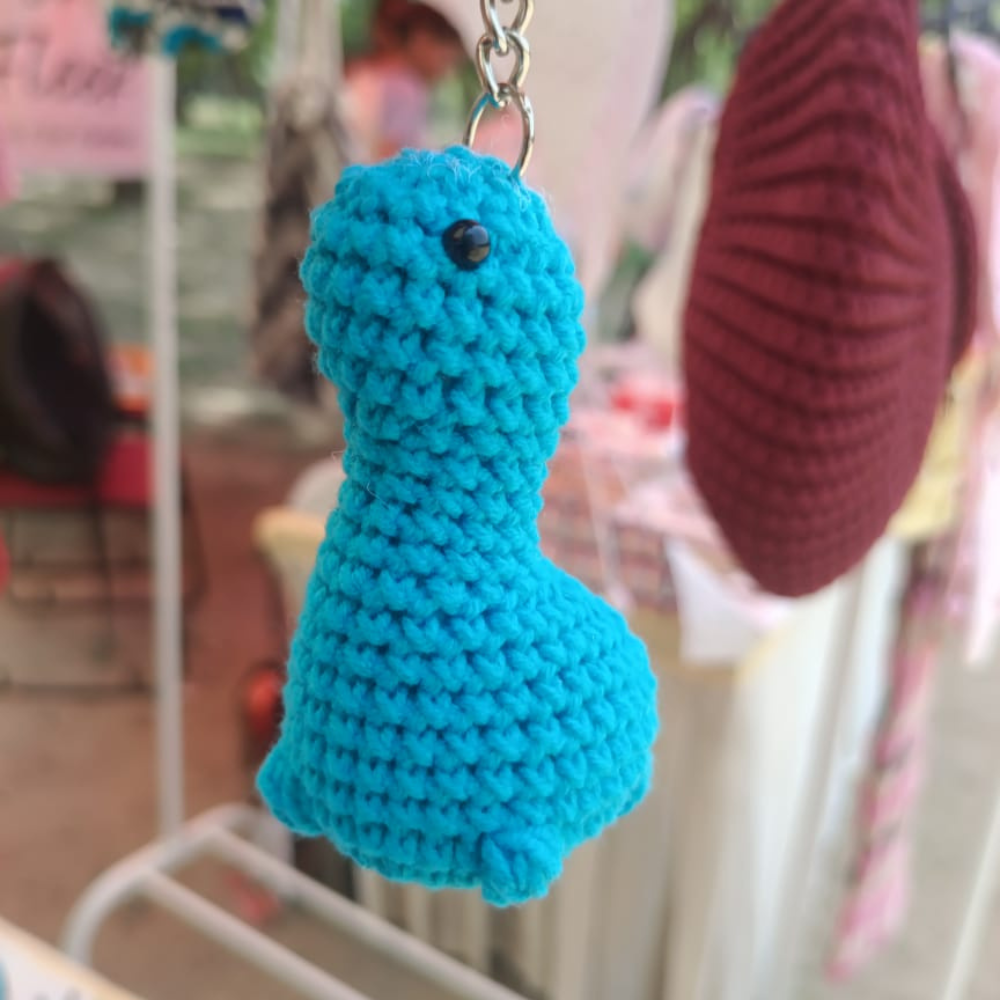 Handmade Crochet Dino Keychain