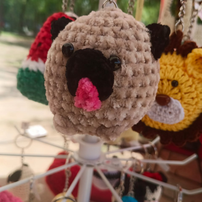 Handmade Crochet Pug Keychain