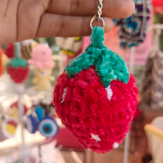 Handmade Strawberry Plush Keychain