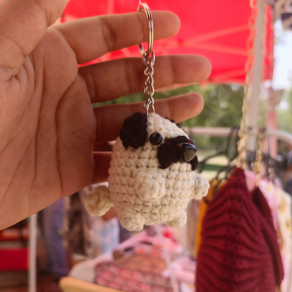 Handmade Crochet Pug Keychain