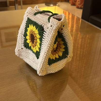 Handmade Crochet Sunflower Tote Bag