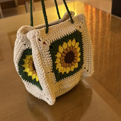 Handmade Crochet Sunflower Tote Bag