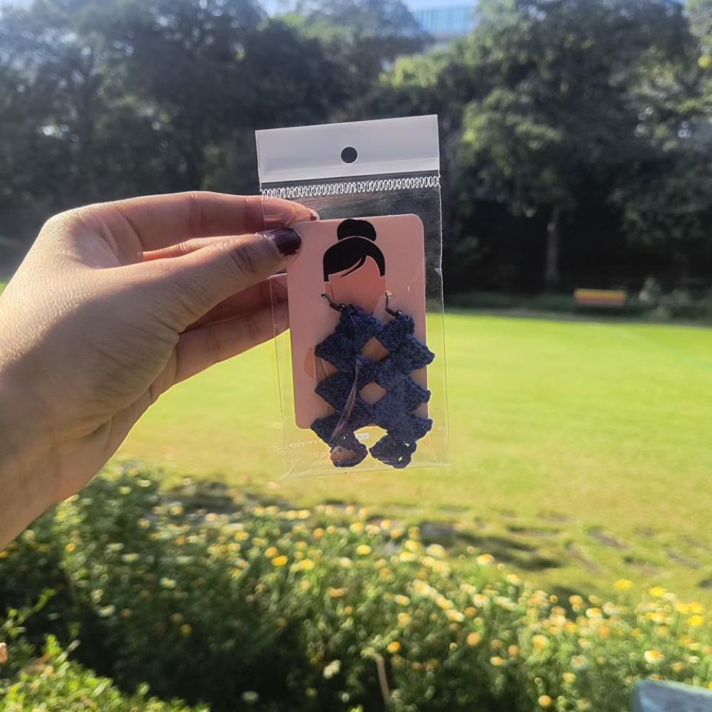 Handmade Crochet Blue Earrings