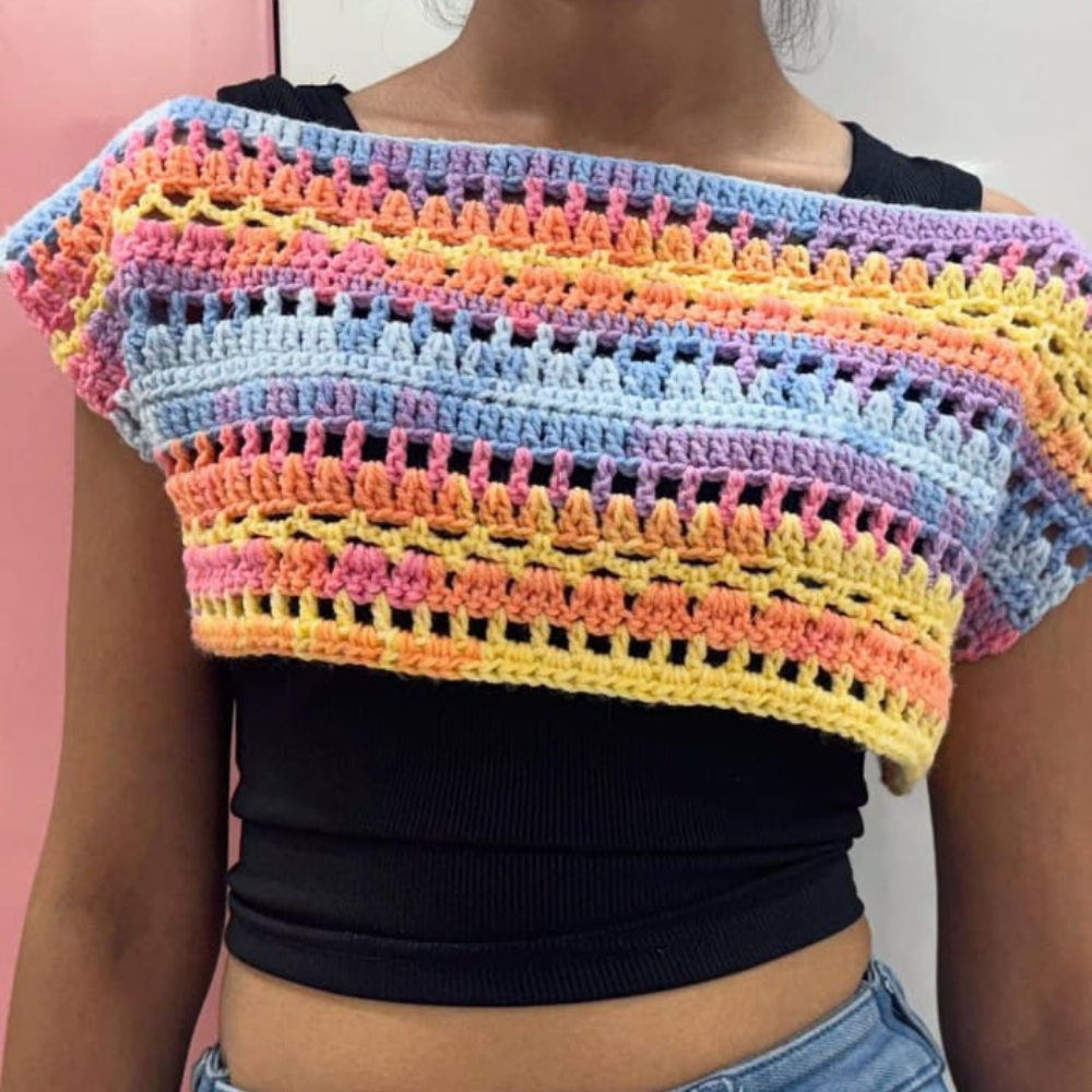 Handmade Crochet Rainbow Crop Top