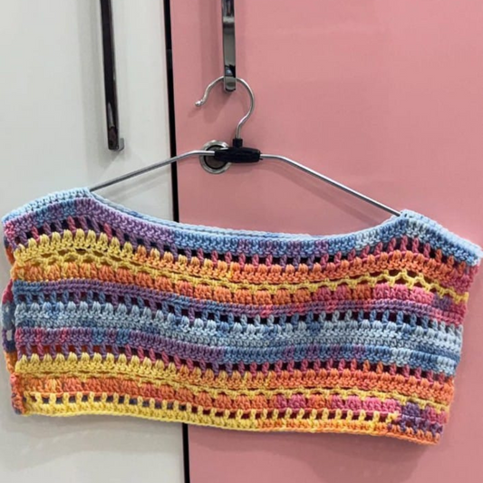 Handmade Crochet Rainbow Crop Top