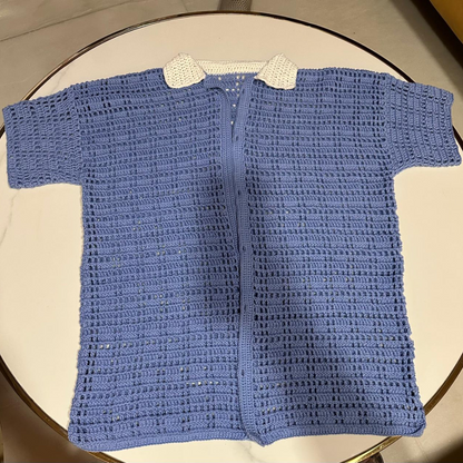 Handmade Crochet Blue Shirt