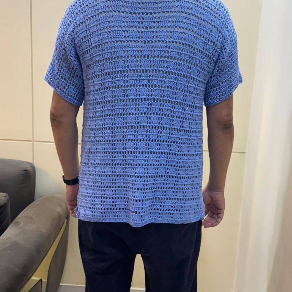Handmade Crochet Blue Shirt
