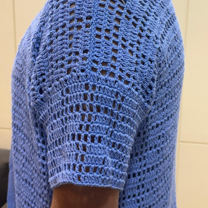 Handmade Crochet Blue Shirt
