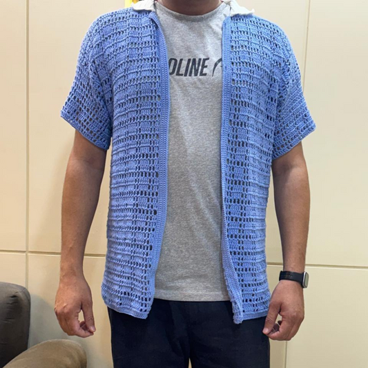 Handmade Crochet Blue Shirt