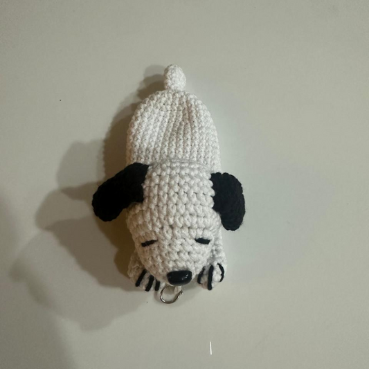 Handmade Crochet Sleeping Dog Key Holder