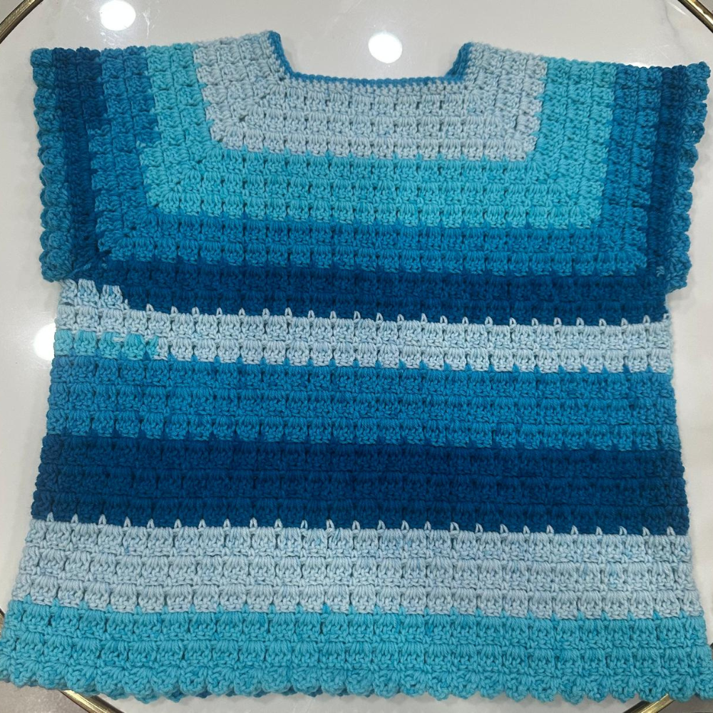 Handmade Crochet Blue Striped Top