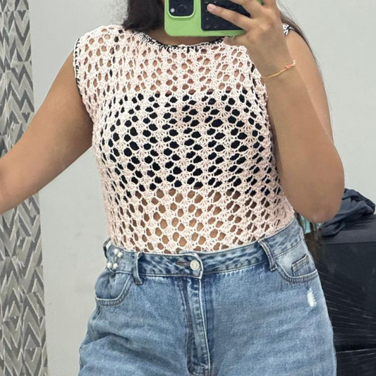 Handmade Crochet Pink Top