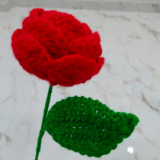 Handmade Crochet Red Rose