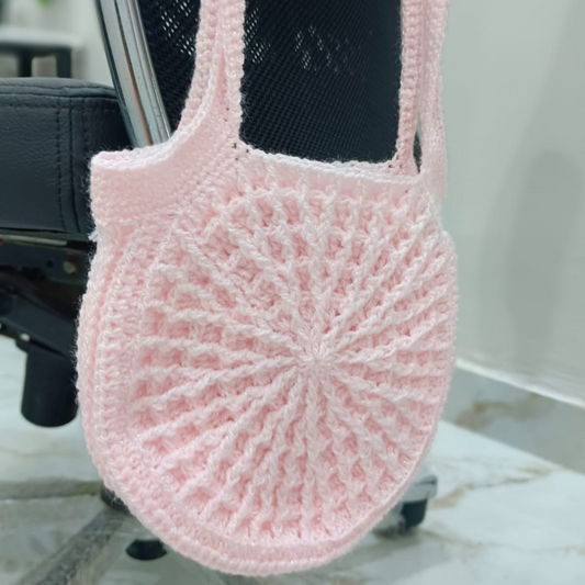 Handmade Crochet Pink Circle Bag