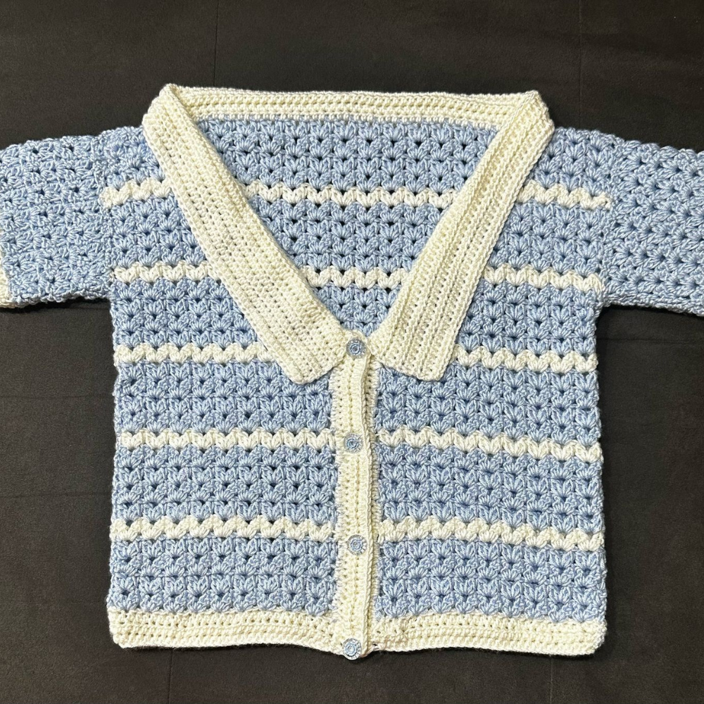 Crochet Blue and White Top
