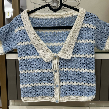 Crochet Blue and White Top