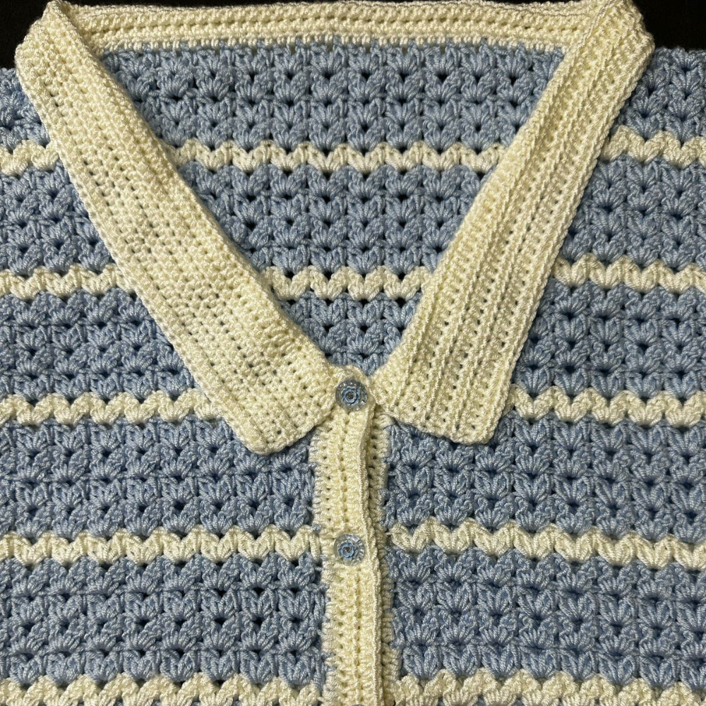 Crochet Blue and White Top