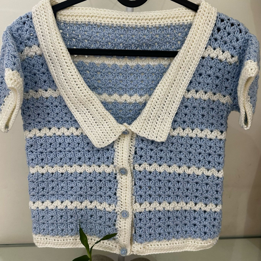 Crochet Blue and White Top