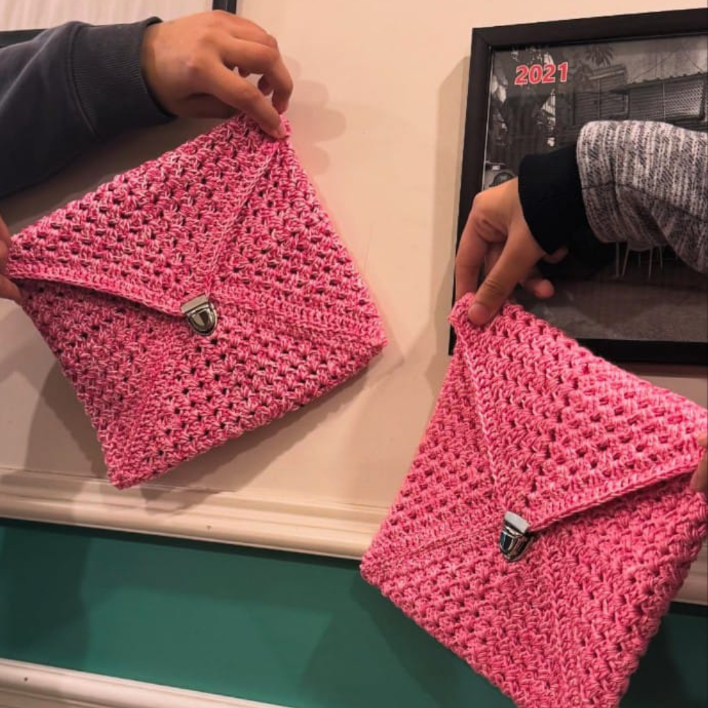 Pink Crochet Clutch
