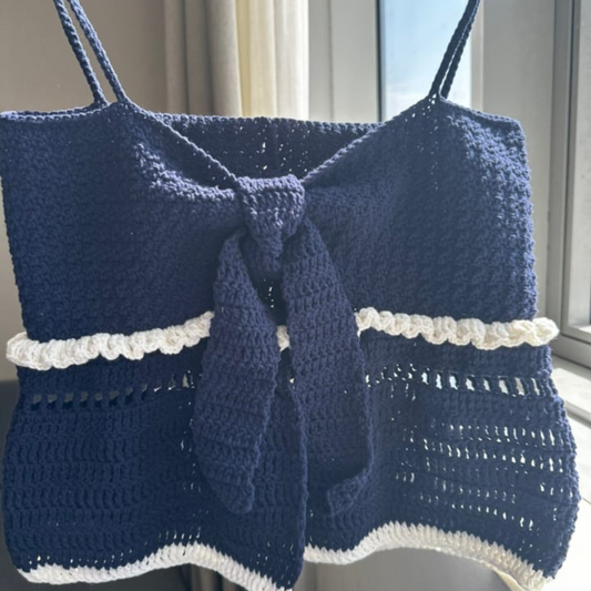 Navy Blue Bow Top
