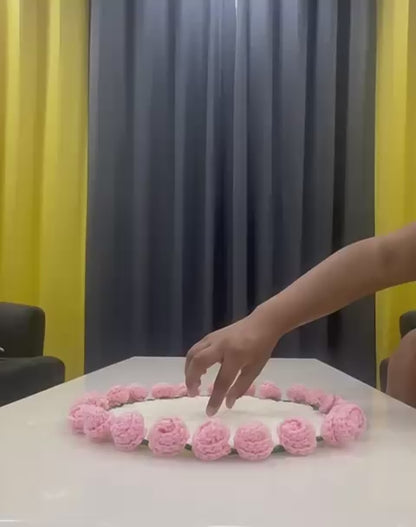 Handmade Crochet Doily with Rose Border