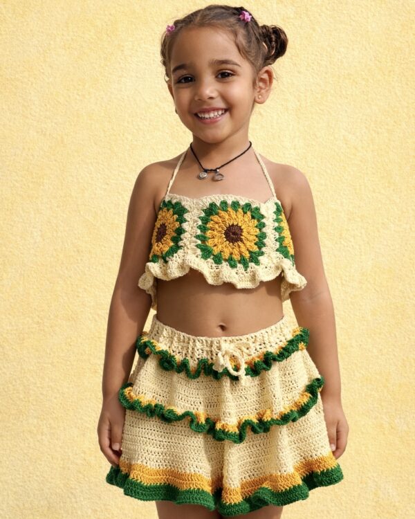 Little Sunbeam – Crochet Sunflower Co-ord Set