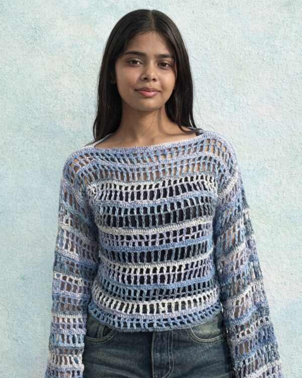 Mistwave – Crochet Open-Knit Sweater