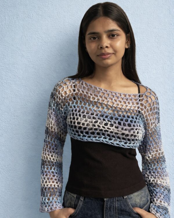 Cloud Drift – Crochet Mesh Bolero