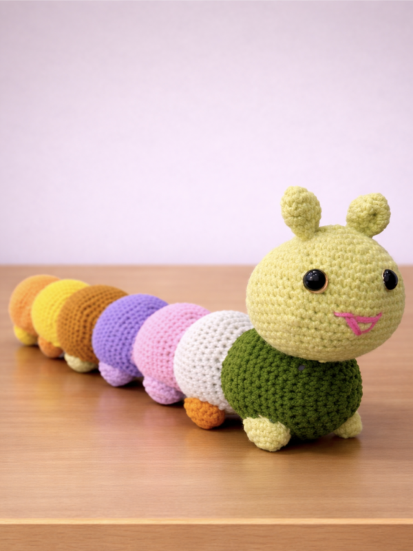 Wiggle Rainbow – Colorful Crochet Caterpillar Plush