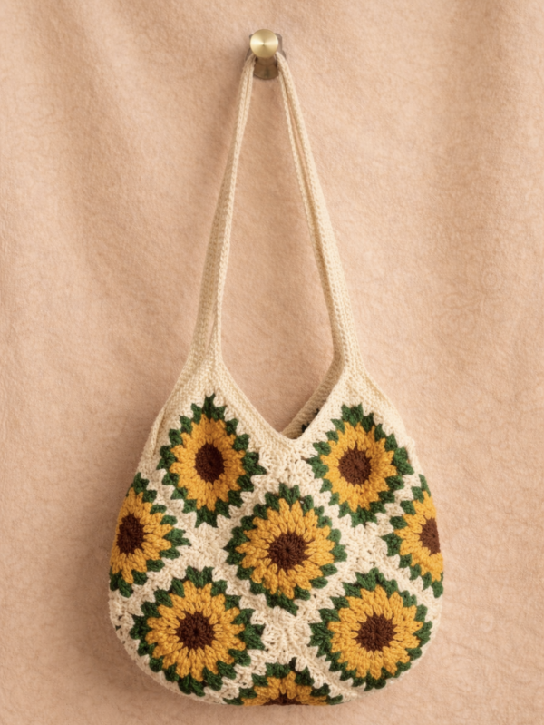 Sunflower Meadow – Crochet Sunflower Shoulder Bag