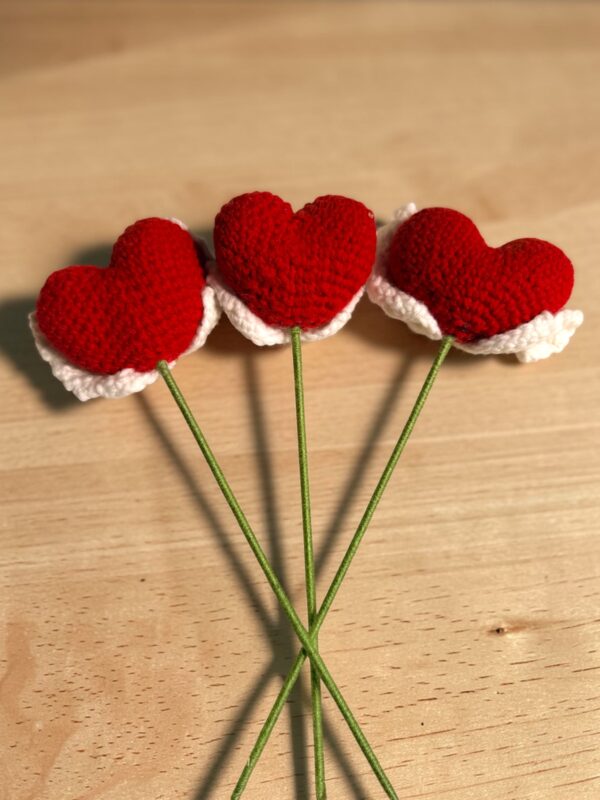 Crochet Heart Flower Stem