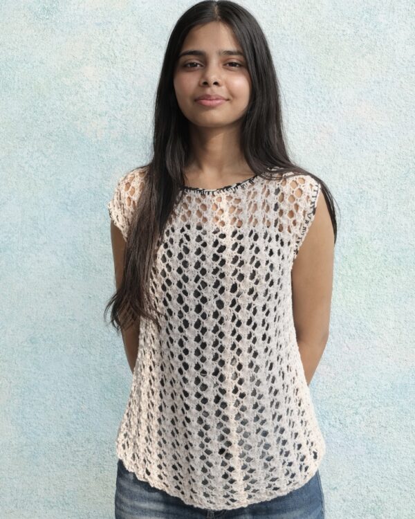 Nude Mesh Crochet Top