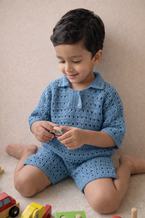 Blue Handcrafted Crochet Co-ord Set