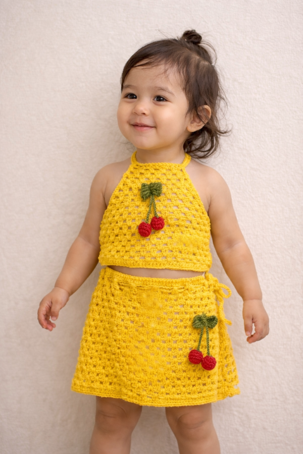 Sunshine Cherry Crochet Co-ord Set