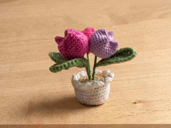 Blossom Trio – Crochet Flower Pot