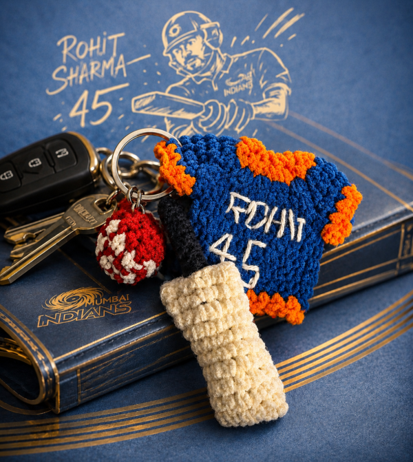 Rohit Sharma “Hitman 45” Tribute Crochet Keychain