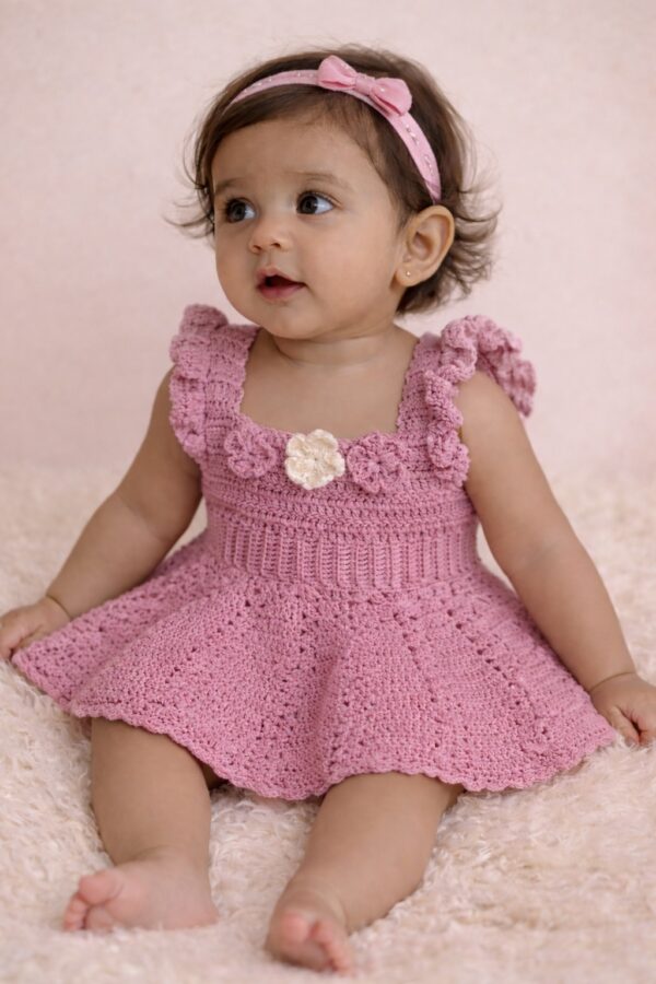 Blush Blossom Baby Crochet Dress