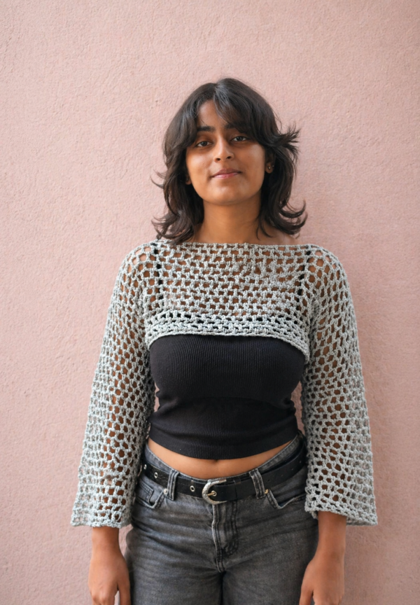 Grey Mesh Crochet Bolero