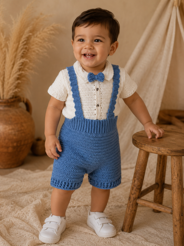 Little Gentleman Crochet Suspender Set for Boys (2-3 Years)