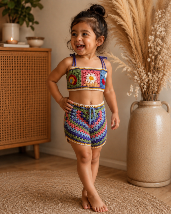 Boho Bloom Crochet Co-Ord Set (6-8 Years)