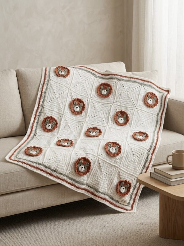 Little Lion Crochet Baby Blanket
