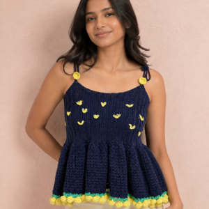 Midnight Meadow Crochet Peplum Top