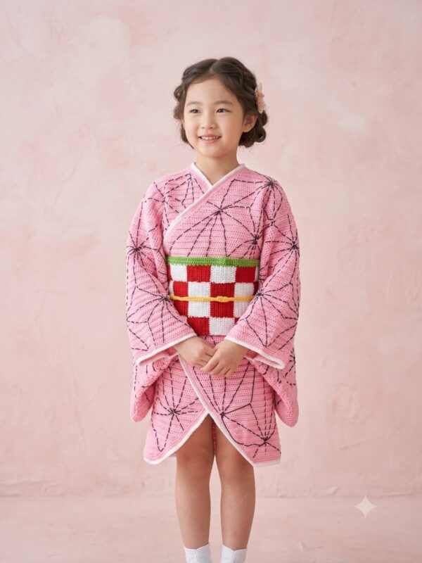 Nezuko-Inspired Crochet Dress Pattern (8–10 Years)
